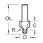 MB/08 Miniatuurfrees Afrondfrees met Onderlager R4.0x12.7mm MB/08 Miniatuurfrees Afrondfrees met Onderlager R4.0x12.7mm