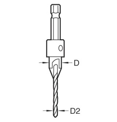 SNAP/CS/3MMTC Opzet Verzinkboor TCT 3mm